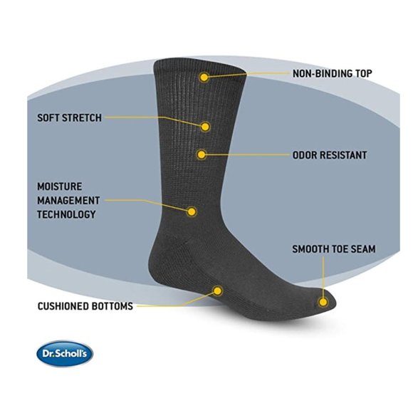Dr. Scholl's Men's Diabetes & Circulatory Crew Socks (4PK) - Picture 4 of 5